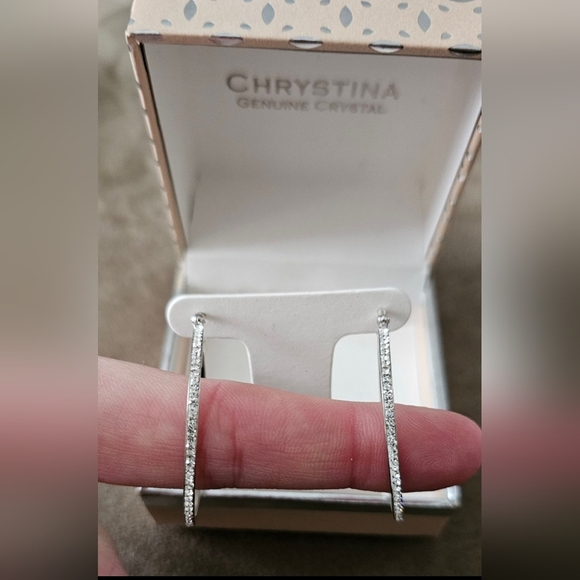 Chrystina genuine crystal hoop earring fine silver plated, nickle free - Picture 1 of 3